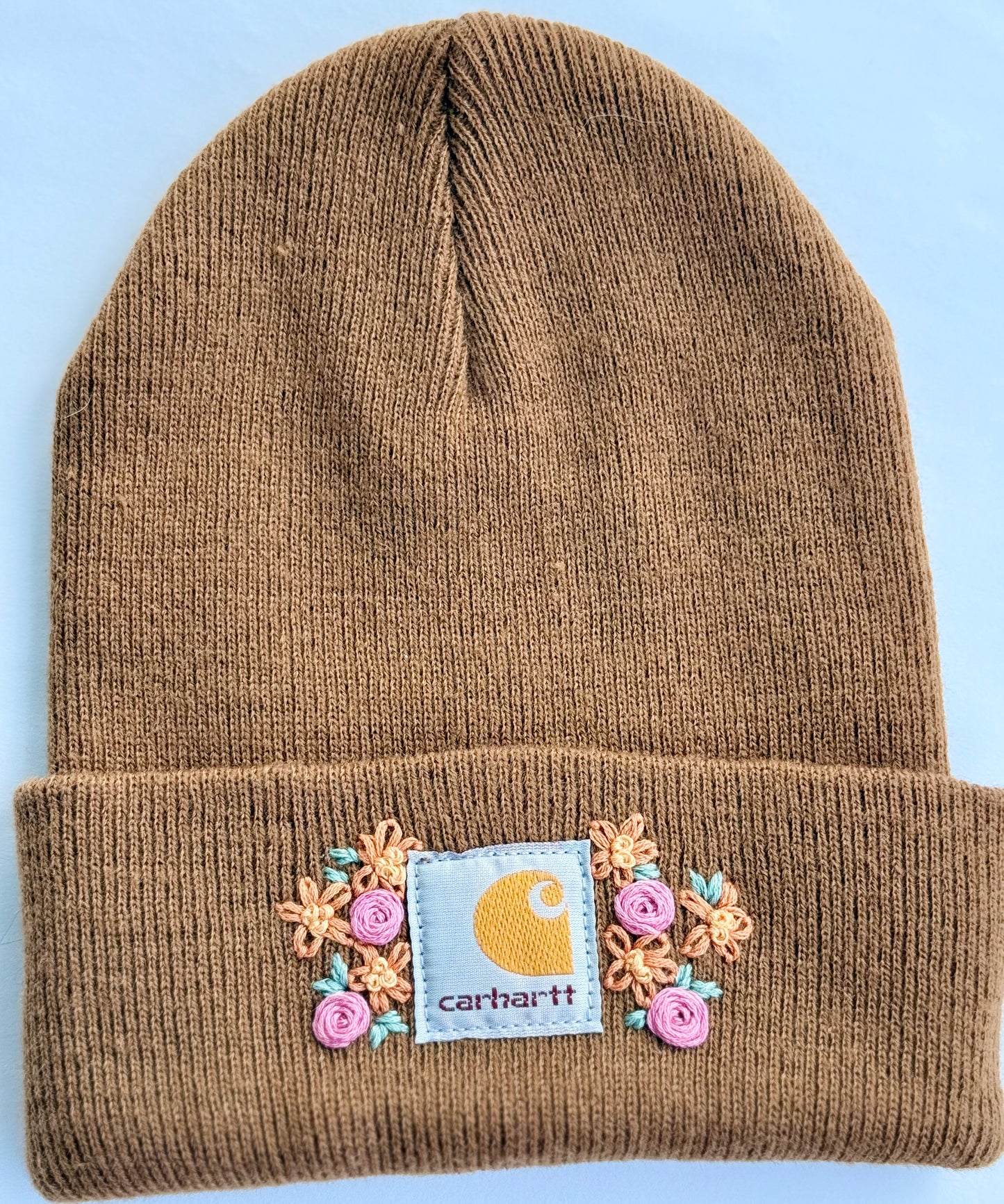Toddler brown embroidered hat