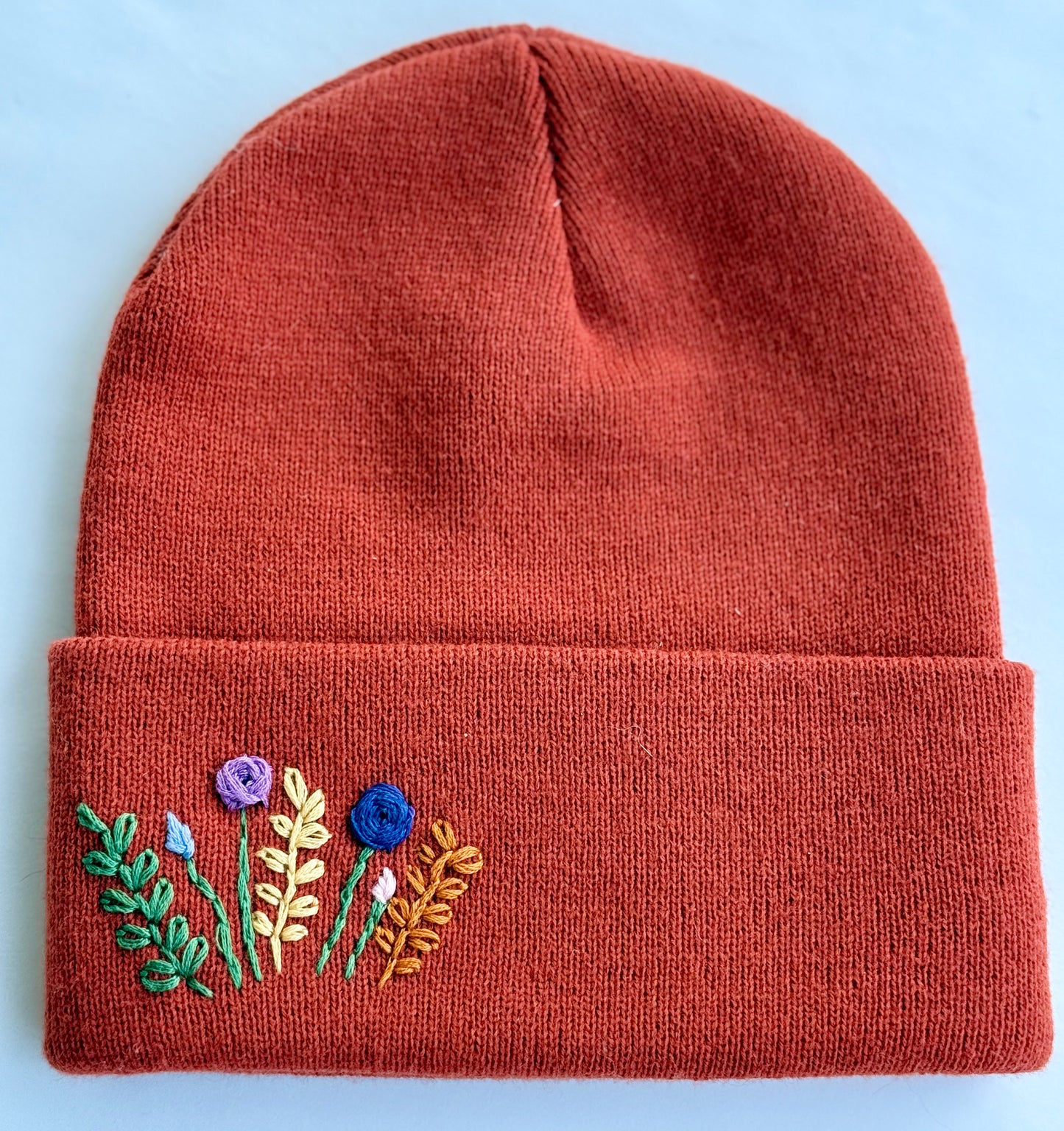 Burnt orange youth embroidered winter hat