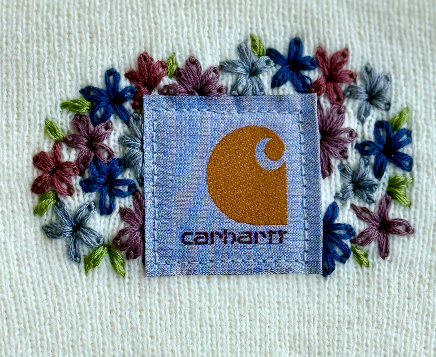 White adult embroidered winter hat