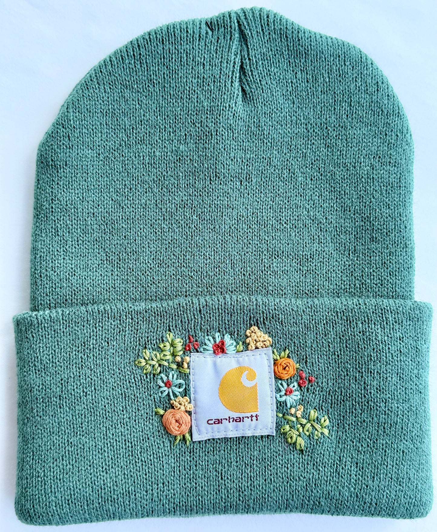 Adult teal embroidered hat