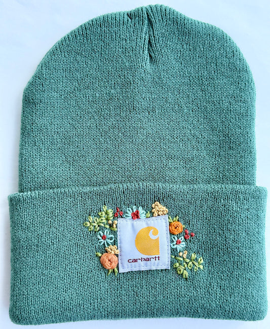 Adult teal embroidered hat