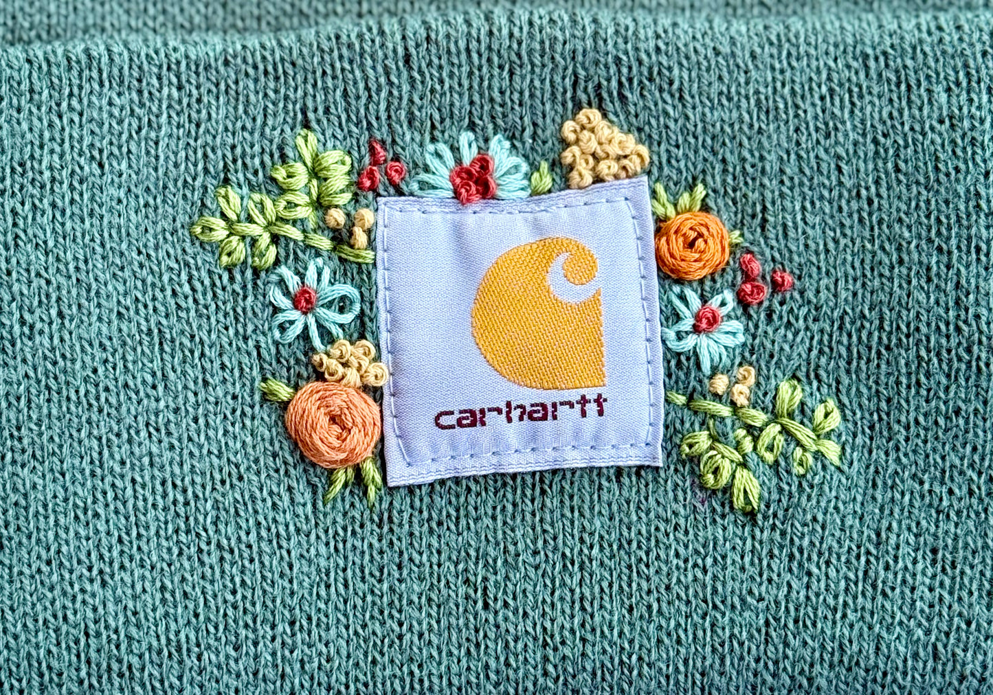 Adult teal embroidered hat