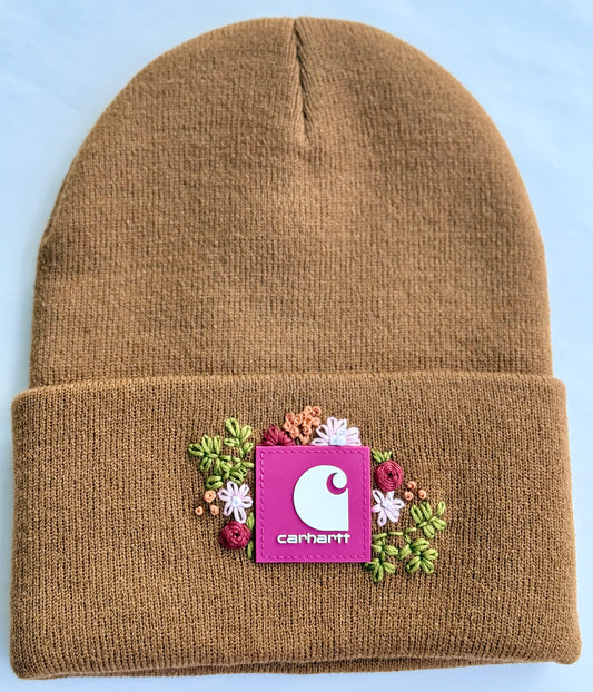 Brown Adult Winter Embroidered Hat