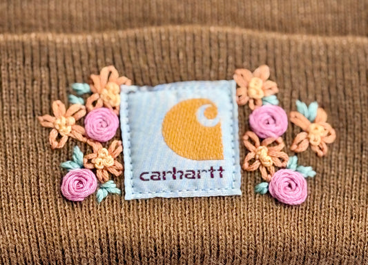 Toddler brown embroidered hat