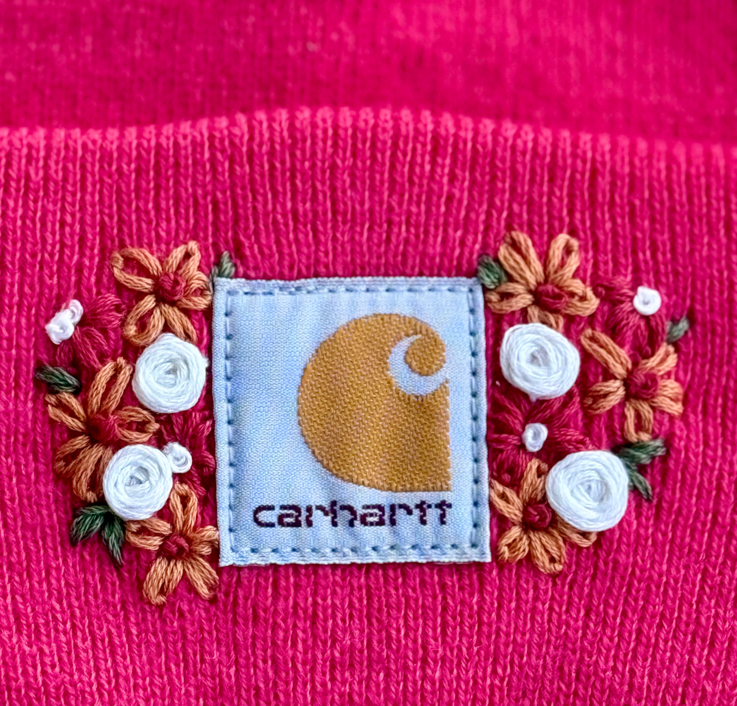 Pink toddler winter embroidered winter hat