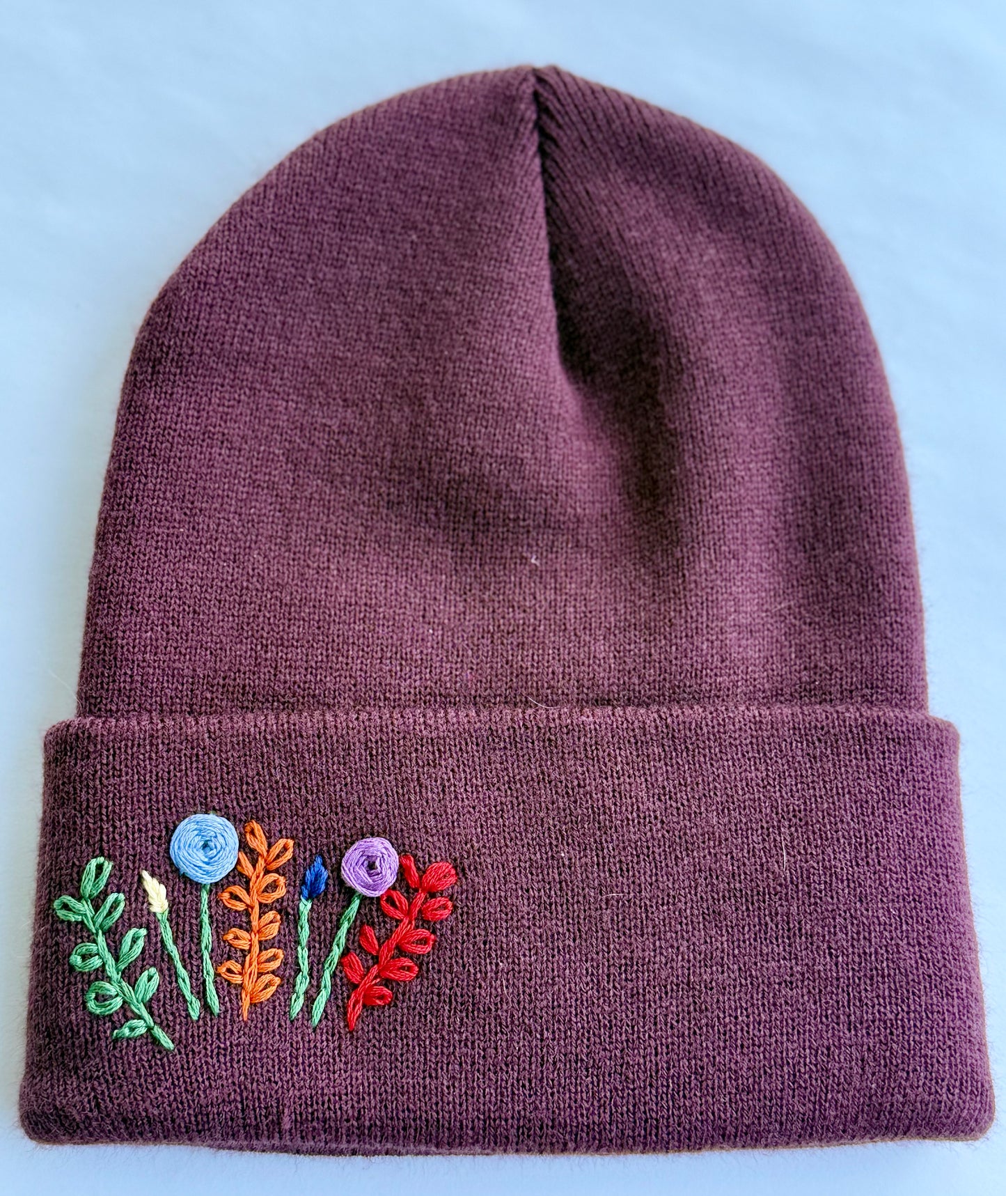 Plum youth embroidered winter hat